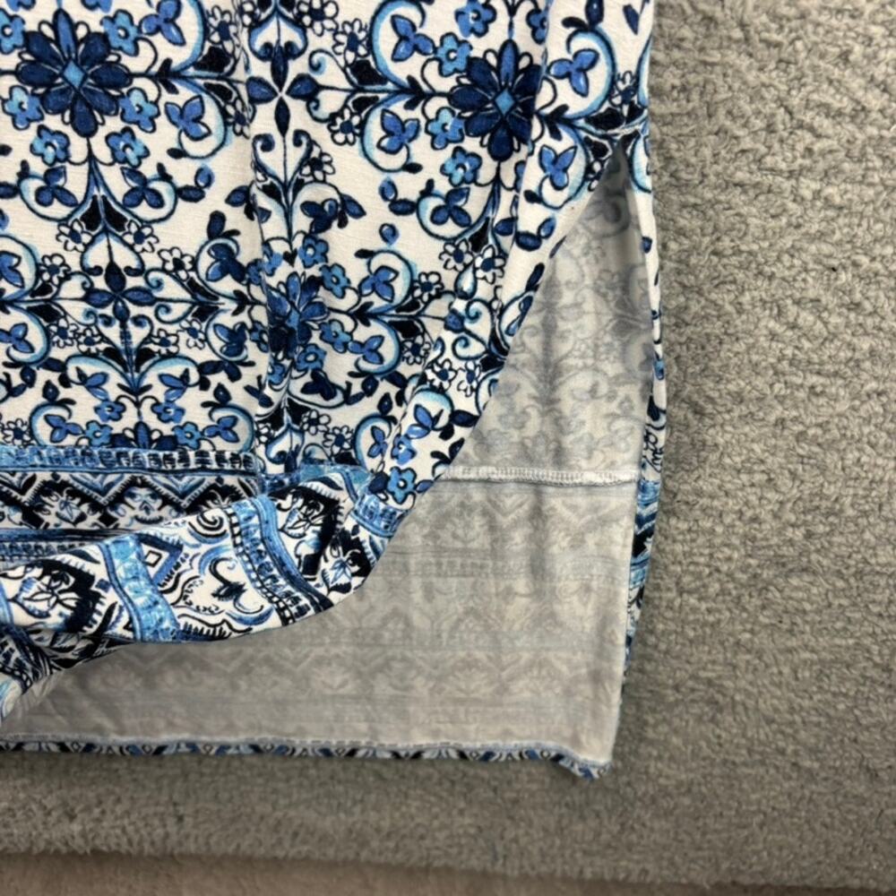 J Jill Dress Medium Beach Coastal Jersey Knit Midi Tile Print Stretch Comfort - Picture 5 of 13